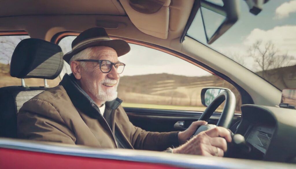 Hombre mayor conduciendo un coche - Crédito: Federico Aikawa.